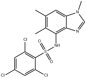 2,4,6-TRICHLORO-N-(1,5,6-TRIMETHYL-1H-1,3-BENZIMIDAZOL-4-YL)BENZENESULFONAMIDE Struktur