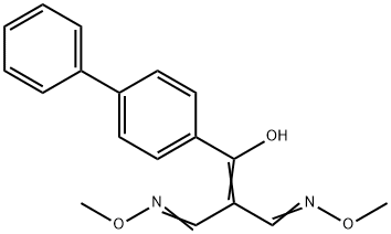 2-[[1,1'-BIPHENYL]-4-YL(HYDROXY)METHYLENE]MALONALDEHYDE BIS(O-METHYLOXIME) Struktur