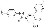 N1-(4-METHOXYPHENYL)-2-[2-BROMO-1-(4-METHYLPHENYL)ETHYLIDENE]-1-(2-HYDROXYETHYL)HYDRAZINE-1-CARBOTHIOAMIDE Struktur