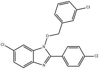 6-CHLORO-1-[(3-CHLOROBENZYL)OXY]-2-(4-CHLOROPHENYL)-1H-1,3-BENZIMIDAZOLE Struktur