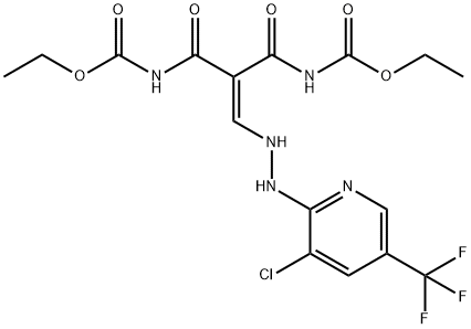 ETHYL N-(3-(2-[3-CHLORO-5-(TRIFLUOROMETHYL)-2-PYRIDINYL]HYDRAZINO)-2-([(ETHOXYCARBONYL)AMINO]CARBONYL)ACRYLOYL)CARBAMATE Struktur