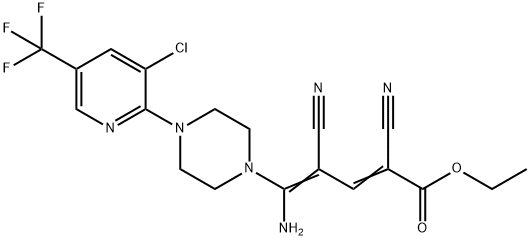 ETHYL 5-AMINO-5-(4-[3-CHLORO-5-(TRIFLUOROMETHYL)-2-PYRIDINYL]PIPERAZINO)-2,4-DICYANO-2,4-PENTADIENOATE Struktur