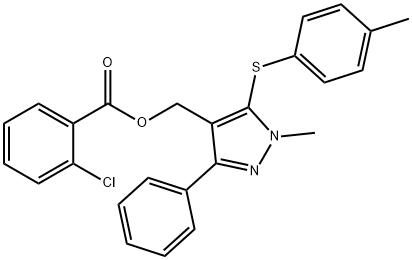 (1-METHYL-5-[(4-METHYLPHENYL)SULFANYL]-3-PHENYL-1H-PYRAZOL-4-YL)METHYL 2-CHLOROBENZENECARBOXYLATE Struktur