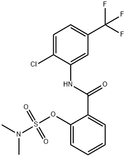 2-([2-CHLORO-5-(TRIFLUOROMETHYL)ANILINO]CARBONYL)PHENYL-N,N-DIMETHYLSULFAMATE Struktur