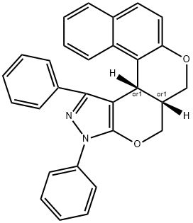 11,13-DIPHENYL-2A,3,10C,13-TETRAHYDRO-2H-BENZO[5',6']CHROMENO[4',3':4,5]PYRANO[2,3-C]PYRAZOLE Struktur