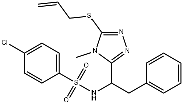 N-(1-[5-(ALLYLSULFANYL)-4-METHYL-4H-1,2,4-TRIAZOL-3-YL]-2-PHENYLETHYL)-4-CHLOROBENZENESULFONAMIDE Struktur