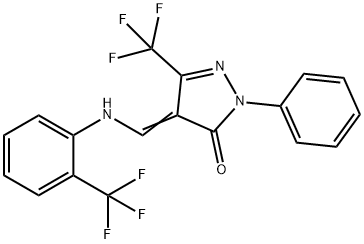 2-PHENYL-5-(TRIFLUOROMETHYL)-4-([2-(TRIFLUOROMETHYL)ANILINO]METHYLENE)-2,4-DIHYDRO-3H-PYRAZOL-3-ONE Struktur