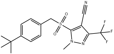 5-([4-(TERT-BUTYL)BENZYL]SULFONYL)-1-METHYL-3-(TRIFLUOROMETHYL)-1H-PYRAZOLE-4-CARBONITRILE Struktur