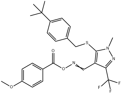 5-([4-(TERT-BUTYL)BENZYL]SULFANYL)-4-(([(4-METHOXYBENZOYL)OXY]IMINO)METHYL)-1-METHYL-3-(TRIFLUOROMETHYL)-1H-PYRAZOLE Struktur