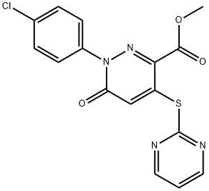 METHYL 1-(4-CHLOROPHENYL)-6-OXO-4-(2-PYRIMIDINYLSULFANYL)-1,6-DIHYDRO-3-PYRIDAZINECARBOXYLATE Struktur