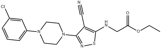 ETHYL 2-((3-[4-(3-CHLOROPHENYL)PIPERAZINO]-4-CYANO-5-ISOTHIAZOLYL)AMINO)ACETATE Struktur