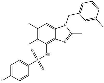 4-FLUORO-N-[2,5,6-TRIMETHYL-1-(3-METHYLBENZYL)-1H-1,3-BENZIMIDAZOL-4-YL]BENZENESULFONAMIDE Struktur