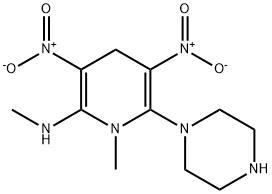 N,1-DIMETHYL-3,5-DINITRO-6-PIPERAZINO-1,4-DIHYDRO-2-PYRIDINAMINE Struktur