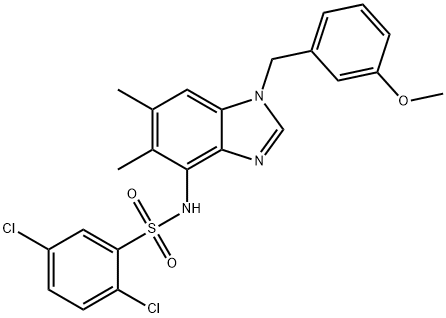 2,5-DICHLORO-N-[1-(3-METHOXYBENZYL)-5,6-DIMETHYL-1H-1,3-BENZIMIDAZOL-4-YL]BENZENESULFONAMIDE Struktur