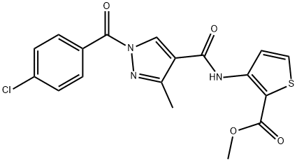 METHYL 3-(([1-(4-CHLOROBENZOYL)-3-METHYL-1H-PYRAZOL-4-YL]CARBONYL)AMINO)-2-THIOPHENECARBOXYLATE Struktur