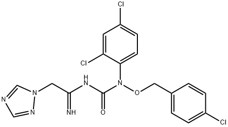 N-[1-([(4-CHLOROBENZYL)OXY]AMINO)-2-(1H-1,2,4-TRIAZOL-1-YL)ETHYLIDENE]-N'-(2,4-DICHLOROPHENYL)UREA Struktur