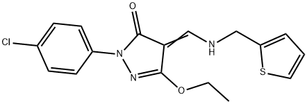 2-(4-CHLOROPHENYL)-5-ETHOXY-4-([(2-THIENYLMETHYL)AMINO]METHYLENE)-2,4-DIHYDRO-3H-PYRAZOL-3-ONE Struktur