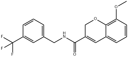 8-METHOXY-N-[3-(TRIFLUOROMETHYL)BENZYL]-2H-CHROMENE-3-CARBOXAMIDE Struktur