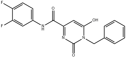 1-BENZYL-N-(3,4-DIFLUOROPHENYL)-6-HYDROXY-2-OXO-1,2-DIHYDRO-4-PYRIMIDINECARBOXAMIDE Struktur