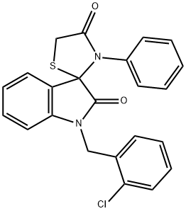 1-(2-CHLOROBENZYL)-3'-PHENYLSPIRO(2,3-DIHYDRO-1H-INDOLE-3,2'-THIAZOLIDINE)-2,4'-DIONE Struktur