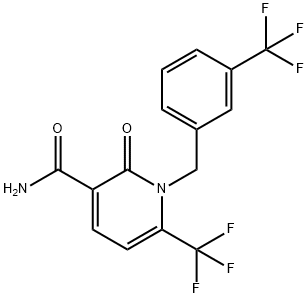 2-OXO-6-(TRIFLUOROMETHYL)-1-[3-(TRIFLUOROMETHYL)BENZYL]-1,2-DIHYDRO-3-PYRIDINECARBOXAMIDE Struktur