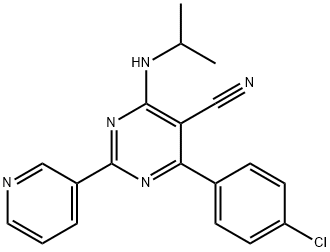 4-(4-CHLOROPHENYL)-6-(ISOPROPYLAMINO)-2-(3-PYRIDINYL)-5-PYRIMIDINECARBONITRILE Struktur