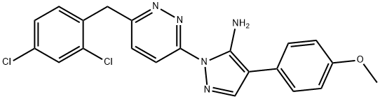 1-[6-(2,4-DICHLOROBENZYL)-3-PYRIDAZINYL]-4-(4-METHOXYPHENYL)-1H-PYRAZOL-5-AMINE Struktur