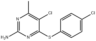 5-CHLORO-4-[(4-CHLOROPHENYL)SULFANYL]-6-METHYL-2-PYRIMIDINAMINE Struktur