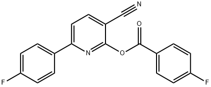 3-CYANO-6-(4-FLUOROPHENYL)-2-PYRIDINYL 4-FLUOROBENZENECARBOXYLATE Struktur