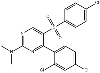 5-[(4-CHLOROPHENYL)SULFONYL]-4-(2,4-DICHLOROPHENYL)-N,N-DIMETHYL-2-PYRIMIDINAMINE Struktur