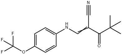 2-(2,2-DIMETHYLPROPANOYL)-3-((4-(TRIFLUOROMETHOXY)PHENYL)AMINO)PROP-2-ENENITRILE Struktur