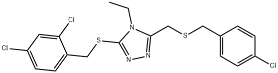 3-([(4-CHLOROBENZYL)SULFANYL]METHYL)-5-[(2,4-DICHLOROBENZYL)SULFANYL]-4-ETHYL-4H-1,2,4-TRIAZOLE Struktur