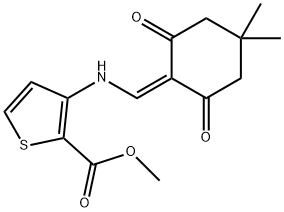 METHYL 3-(((4,4-DIMETHYL-2,6-DIOXOCYCLOHEXYLIDENE)METHYL)AMINO)THIOPHENE-2-CARBOXYLATE Struktur