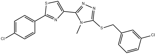 3-CHLOROBENZYL 5-[2-(4-CHLOROPHENYL)-1,3-THIAZOL-4-YL]-4-METHYL-4H-1,2,4-TRIAZOL-3-YL SULFIDE Struktur