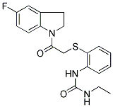 N-ETHYL-N'-[2-[[(5-FLUORO-2,3-DIHYDRO-(1H)-INDOL-1-YL)CARBONYL]METHYLTHIO]PHENYL]UREA Struktur