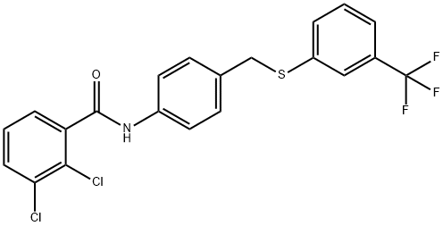 2,3-DICHLORO-N-[4-(([3-(TRIFLUOROMETHYL)PHENYL]SULFANYL)METHYL)PHENYL]BENZENECARBOXAMIDE Struktur