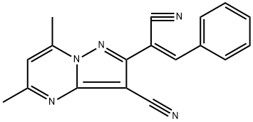 2-(1-CYANO-2-PHENYLVINYL)-5,7-DIMETHYLPYRAZOLO[1,5-A]PYRIMIDINE-3-CARBONITRILE Struktur