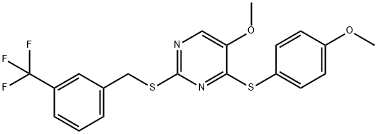 4-[(4-METHOXYPHENYL)SULFANYL]-2-([3-(TRIFLUOROMETHYL)BENZYL]SULFANYL)-5-PYRIMIDINYL METHYL ETHER Struktur