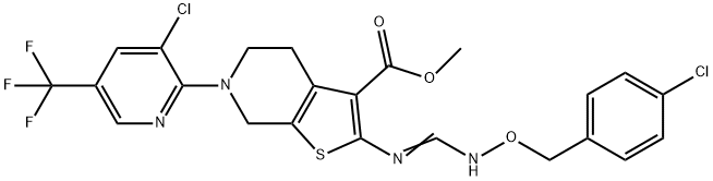 METHYL 2-[(([(4-CHLOROBENZYL)OXY]AMINO)METHYLENE)AMINO]-6-[3-CHLORO-5-(TRIFLUOROMETHYL)-2-PYRIDINYL]-4,5,6,7-TETRAHYDROTHIENO[2,3-C]PYRIDINE-3-CARBOXYLATE Struktur