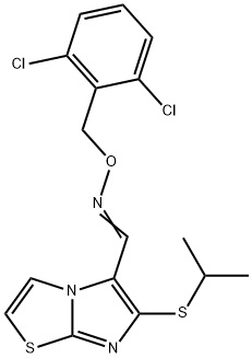 6-(ISOPROPYLSULFANYL)IMIDAZO[2,1-B][1,3]THIAZOLE-5-CARBALDEHYDE O-(2,6-DICHLOROBENZYL)OXIME Struktur