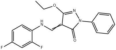 4-[(2,4-DIFLUOROANILINO)METHYLENE]-5-ETHOXY-2-PHENYL-2,4-DIHYDRO-3H-PYRAZOL-3-ONE Struktur