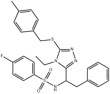 N-(1-(4-ETHYL-5-[(4-METHYLBENZYL)SULFANYL]-4H-1,2,4-TRIAZOL-3-YL)-2-PHENYLETHYL)-4-FLUOROBENZENESULFONAMIDE Struktur