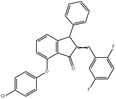 7-(4-CHLOROPHENOXY)-2-[(2,5-DIFLUOROPHENYL)METHYLENE]-3-PHENYL-1-INDANONE Struktur