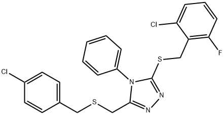 3-([(4-CHLOROBENZYL)SULFANYL]METHYL)-5-[(2-CHLORO-6-FLUOROBENZYL)SULFANYL]-4-PHENYL-4H-1,2,4-TRIAZOLE Struktur