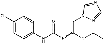 N-(4-CHLOROPHENYL)-N'-[1-ETHOXY-2-(1H-1,2,4-TRIAZOL-1-YL)ETHYLIDENE]UREA Struktur