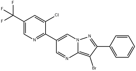 3-BROMO-6-[3-CHLORO-5-(TRIFLUOROMETHYL)-2-PYRIDINYL]-2-PHENYLPYRAZOLO[1,5-A]PYRIMIDINE Struktur