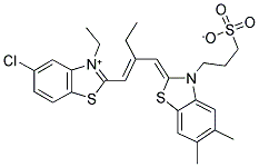 5-CHLORO-2-(2-((5,6-DIMETHYL-3-SULFOPROPYL-2(3H)-BENZOTHIAZOLYLIDENE) METHYL)-1-BUTENYL)-3-ETHYL-BENZOTHIAZOLIUM HYDROXIDE, INNERSALT Struktur