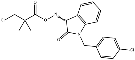 1-(4-CHLOROBENZYL)-3-([(3-CHLORO-2,2-DIMETHYLPROPANOYL)OXY]IMINO)-1,3-DIHYDRO-2H-INDOL-2-ONE Struktur