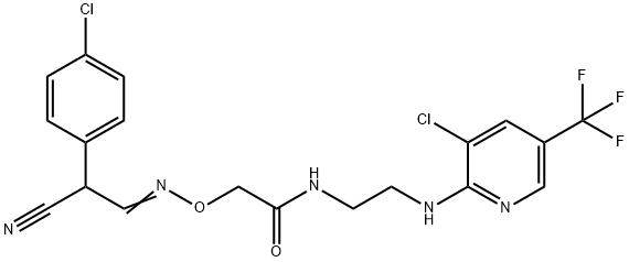 2-(([2-(4-CHLOROPHENYL)-2-CYANOETHYLIDENE]AMINO)OXY)-N-(2-([3-CHLORO-5-(TRIFLUOROMETHYL)-2-PYRIDINYL]AMINO)ETHYL)ACETAMIDE Struktur