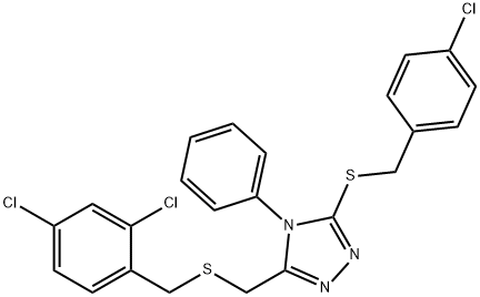 3-[(4-CHLOROBENZYL)SULFANYL]-5-([(2,4-DICHLOROBENZYL)SULFANYL]METHYL)-4-PHENYL-4H-1,2,4-TRIAZOLE Struktur